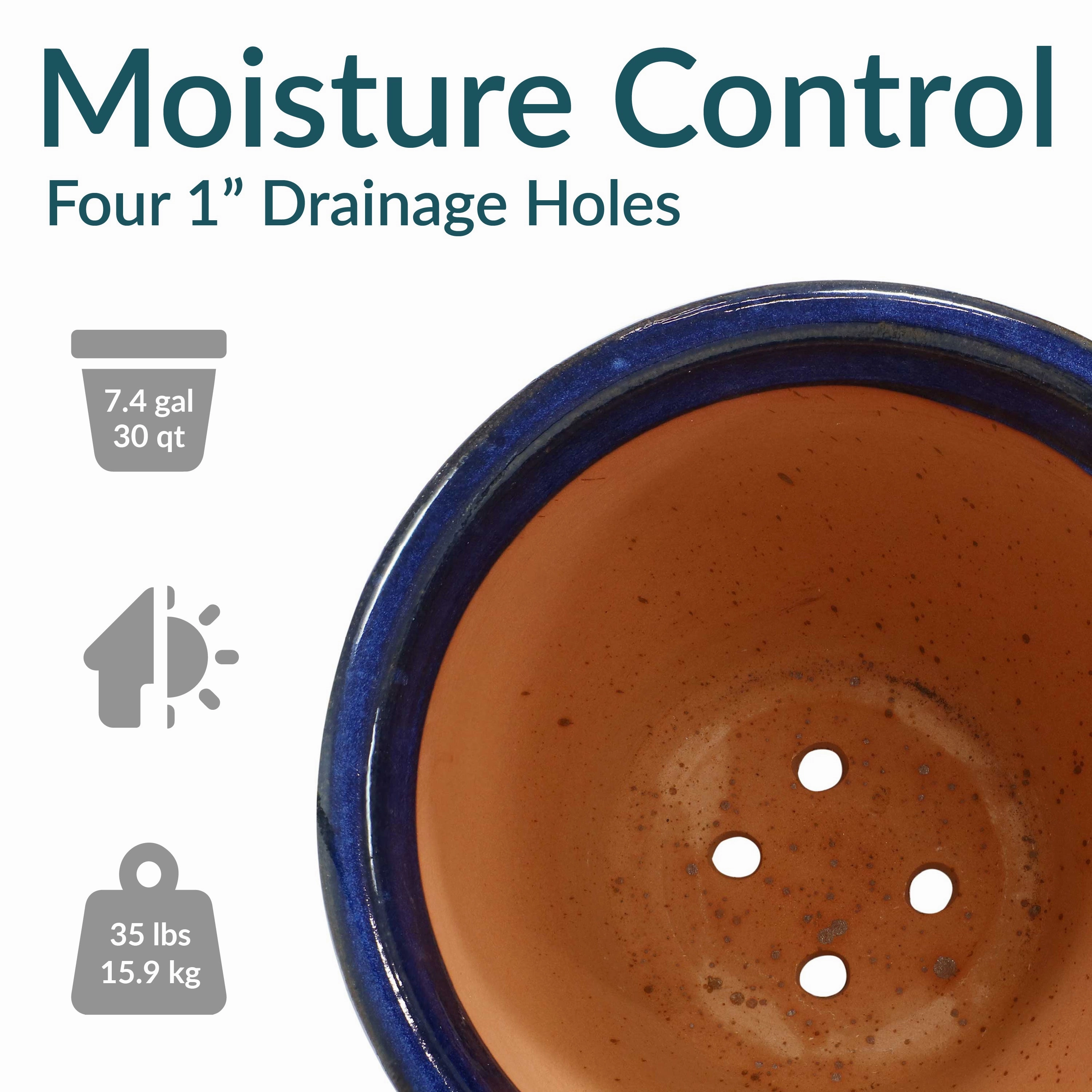 Sunnydaze Studio Round Glazed Ceramic Planter with Drainage