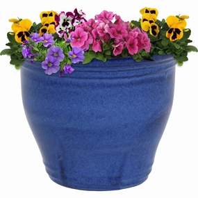 Sunnydaze Studio Round Glazed Ceramic Planter with Drainage decorative outdoor planter box designs