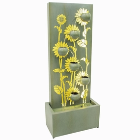 Sunnydaze Sunflower Fields Outdoor Water Fountain with Lights - 48.5"outdoor garden water fountain