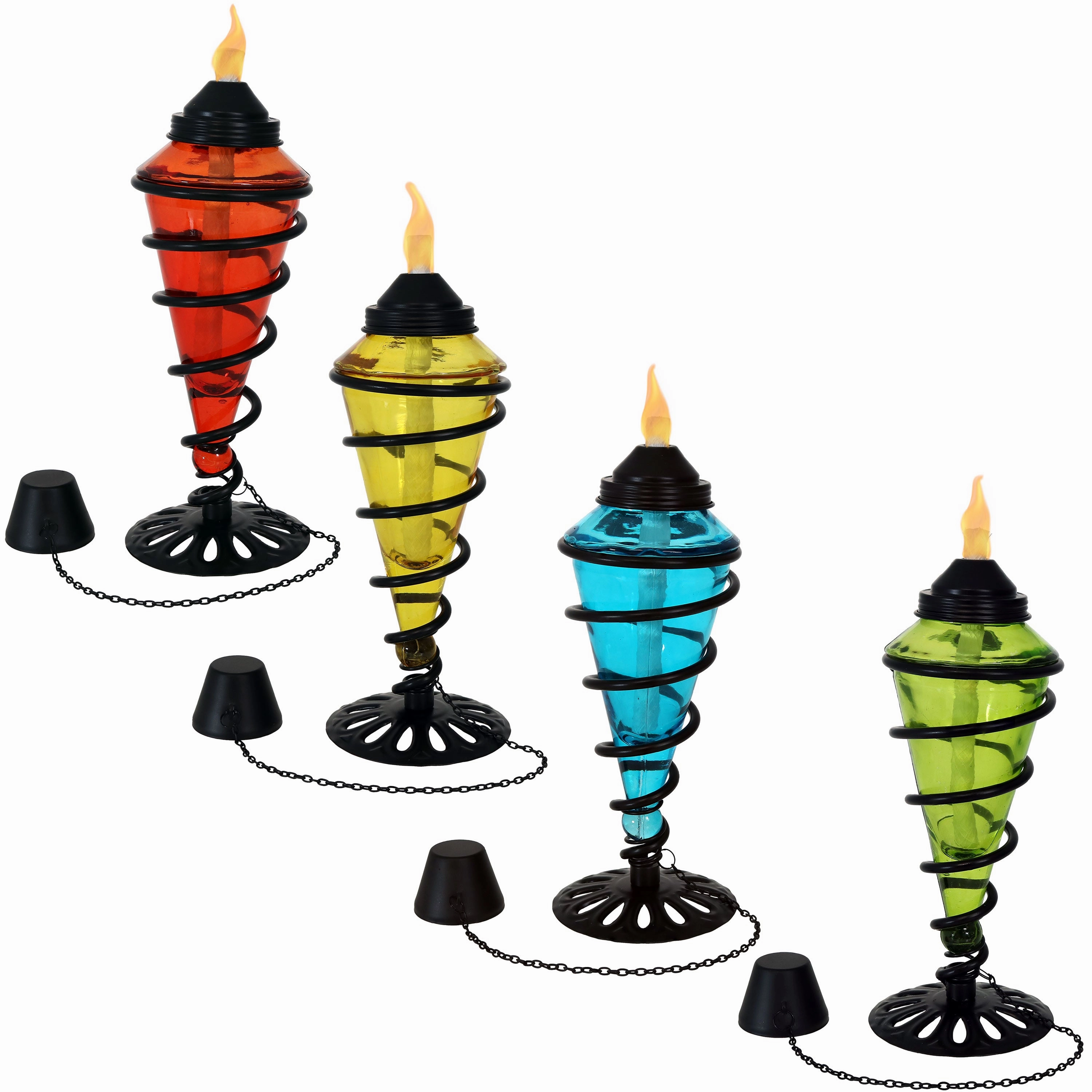 Sunnydaze Swirling Metal with Glass Outdoor Tabletop Torchesoutdoor garden decorative ornaments