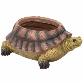 Sunnydaze Teddy the Tortoise Polyresin Planter - 11" decorative outdoor planter box designs