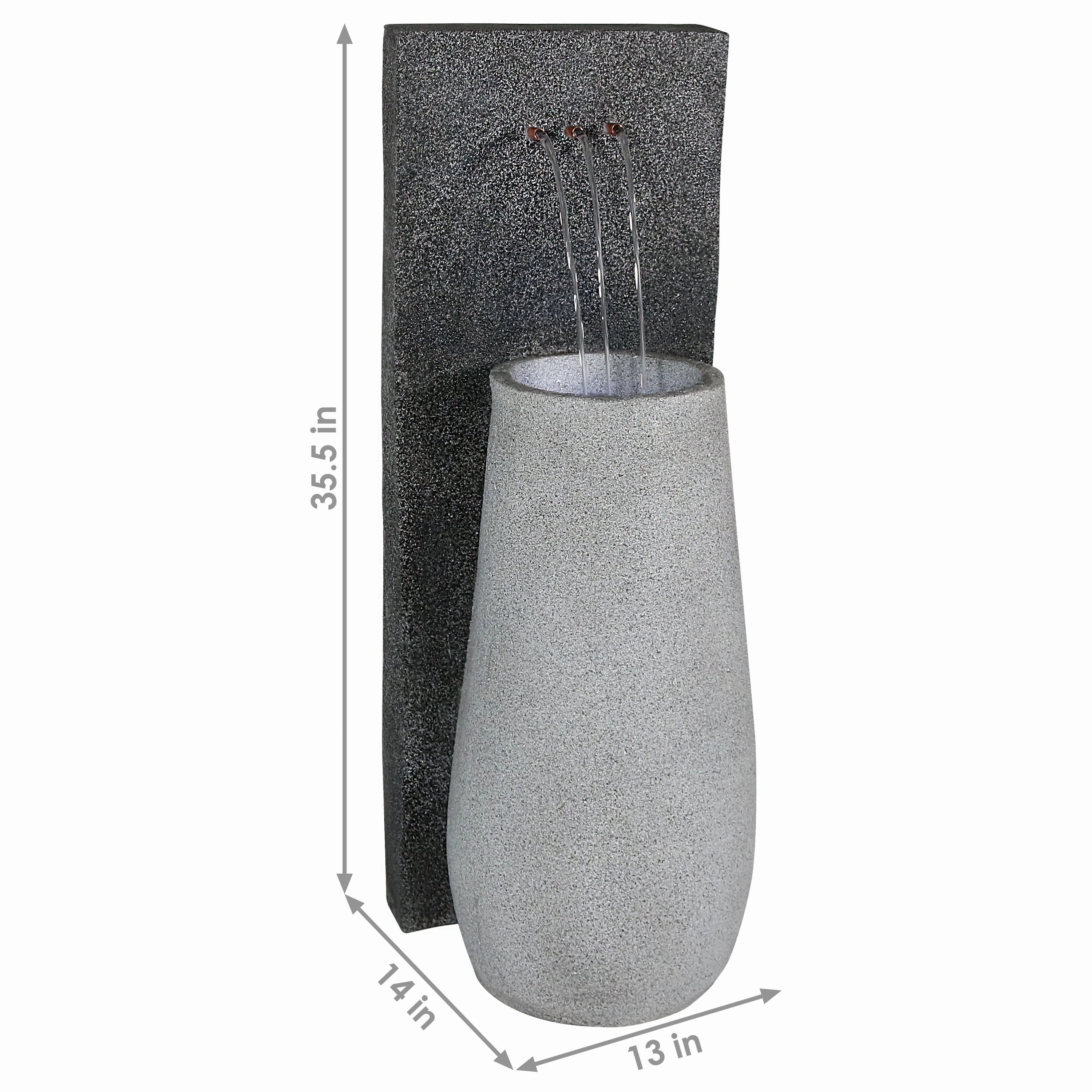 Sunnydaze Three Stream Monterno Outdoor Fountain with LED Light - 35"