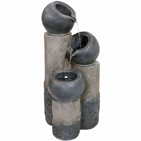 Sunnydaze Tiered Cascading Cups Solar Fountain with Battery Backup - 31.25"outdoor garden water fountain