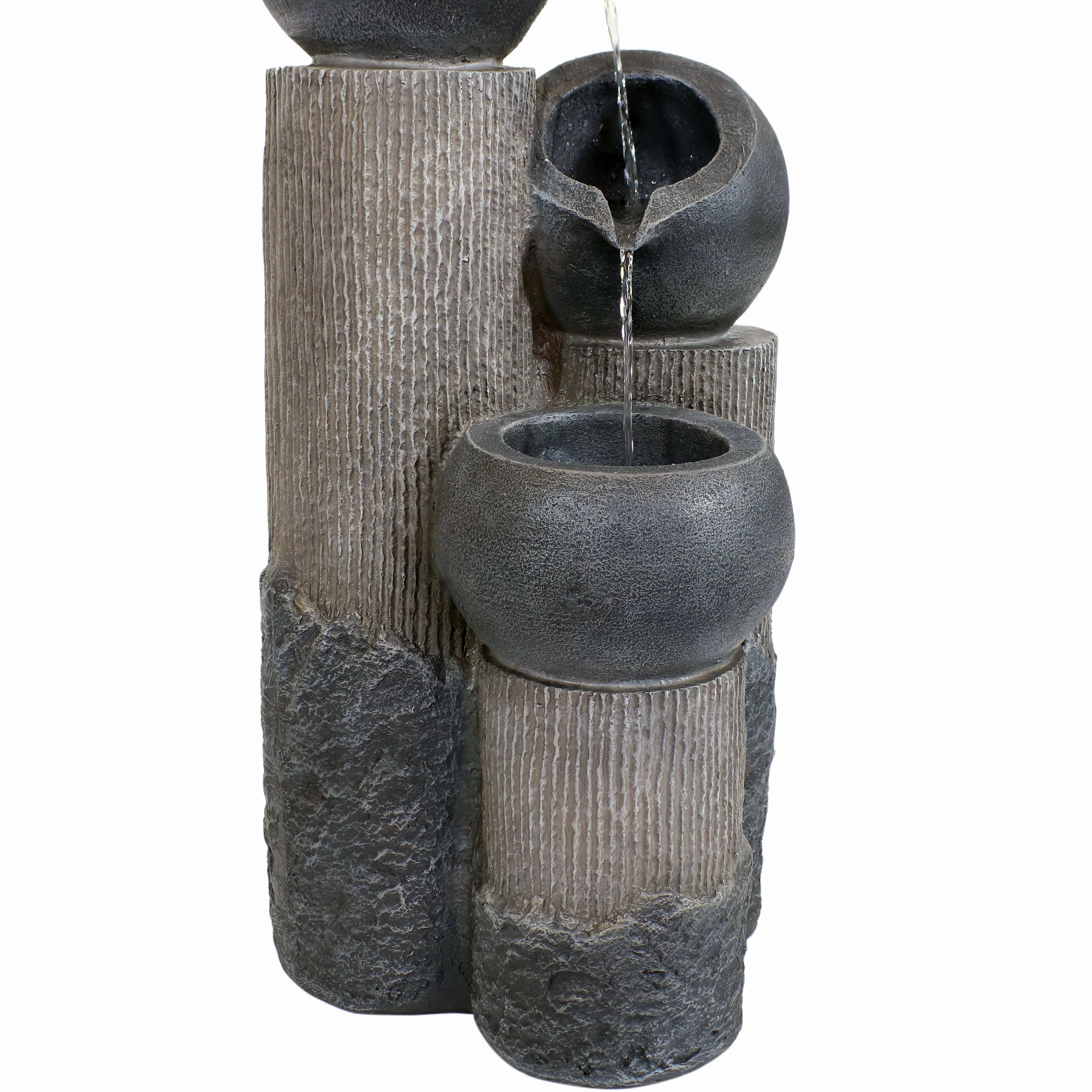 Sunnydaze Tiered Cascading Cups Solar Fountain with Battery Backup - 31.25"