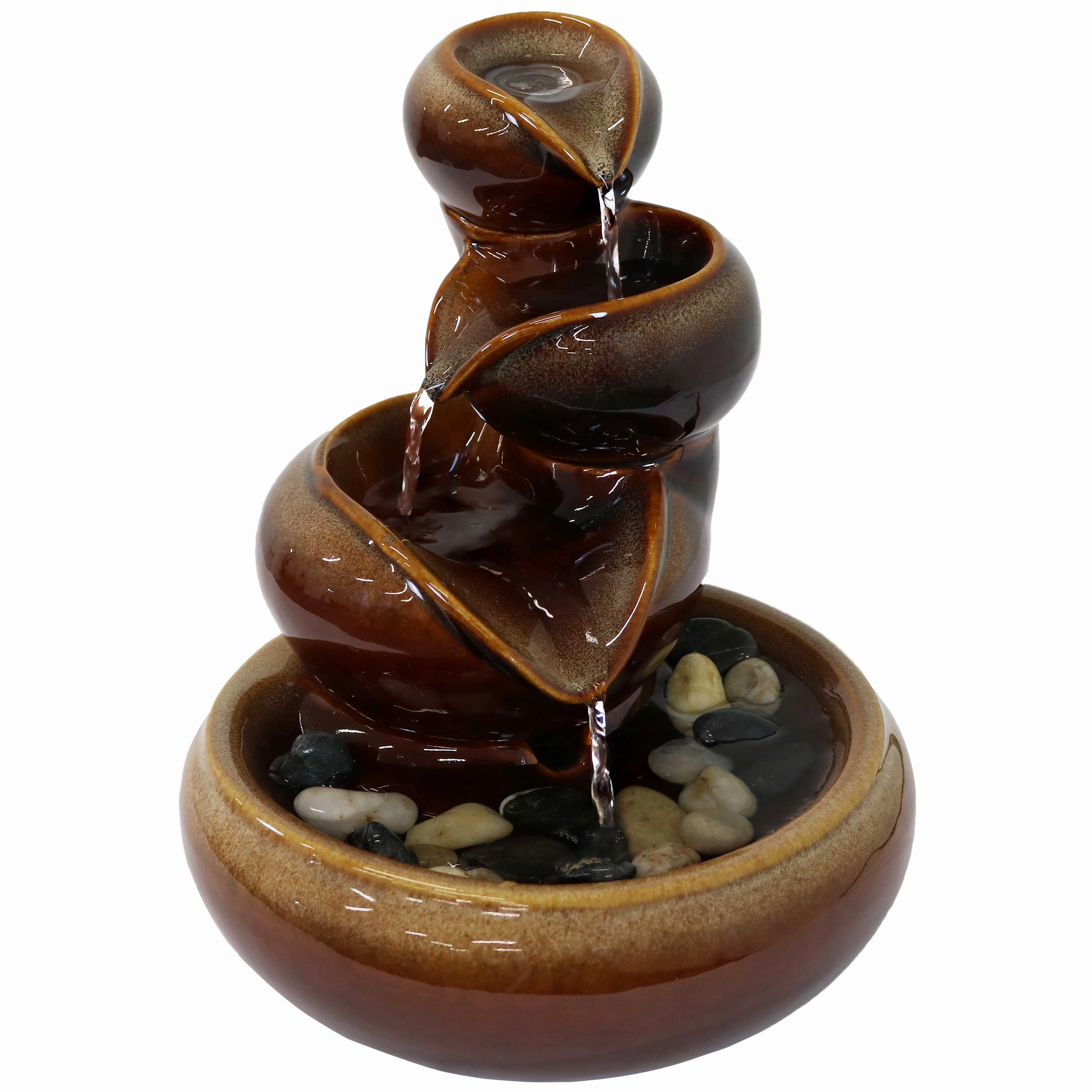 Sunnydaze Tiered Vessels Indoor Ceramic Indoor Water Fountain - 10"