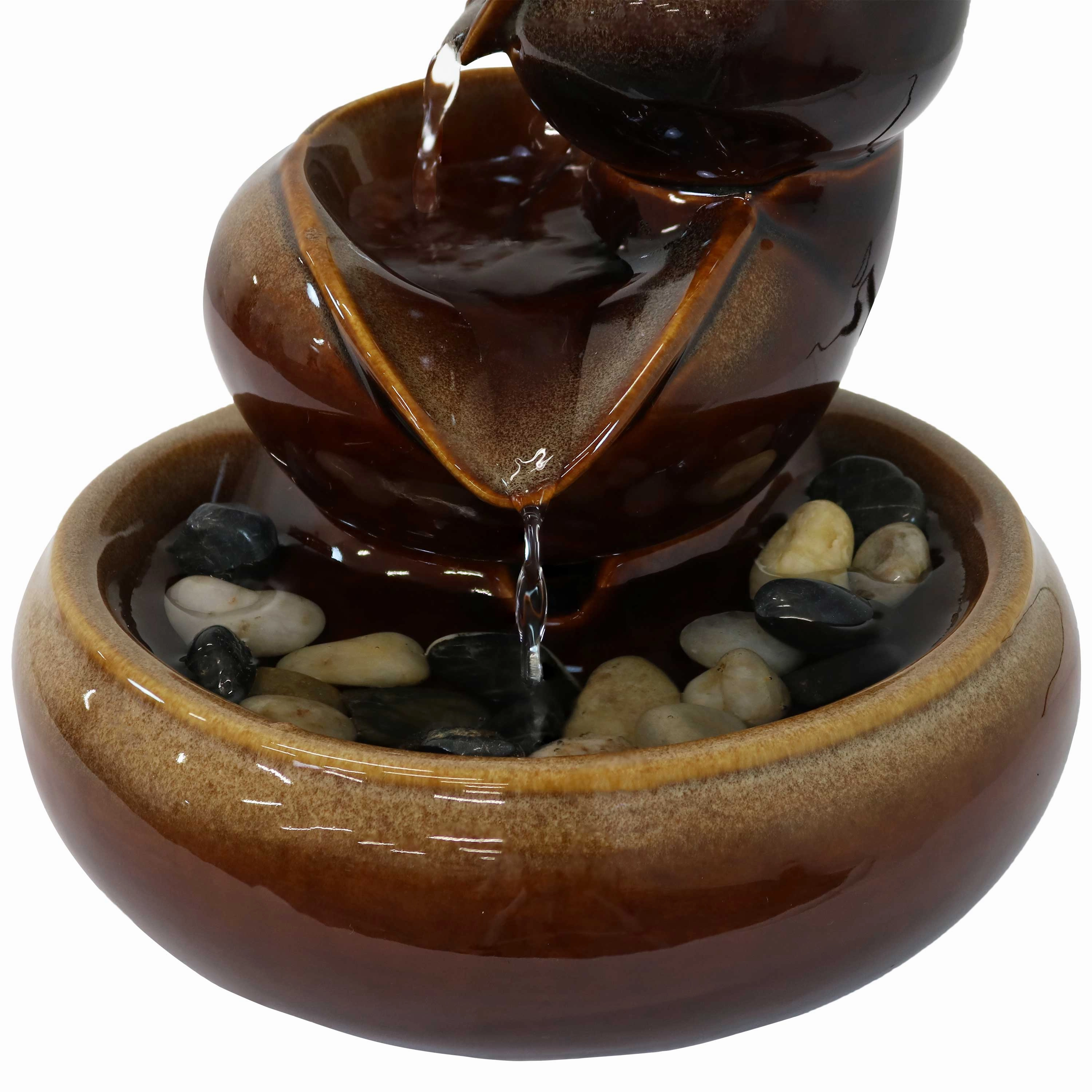 Sunnydaze Tiered Vessels Indoor Ceramic Indoor Water Fountain - 10"