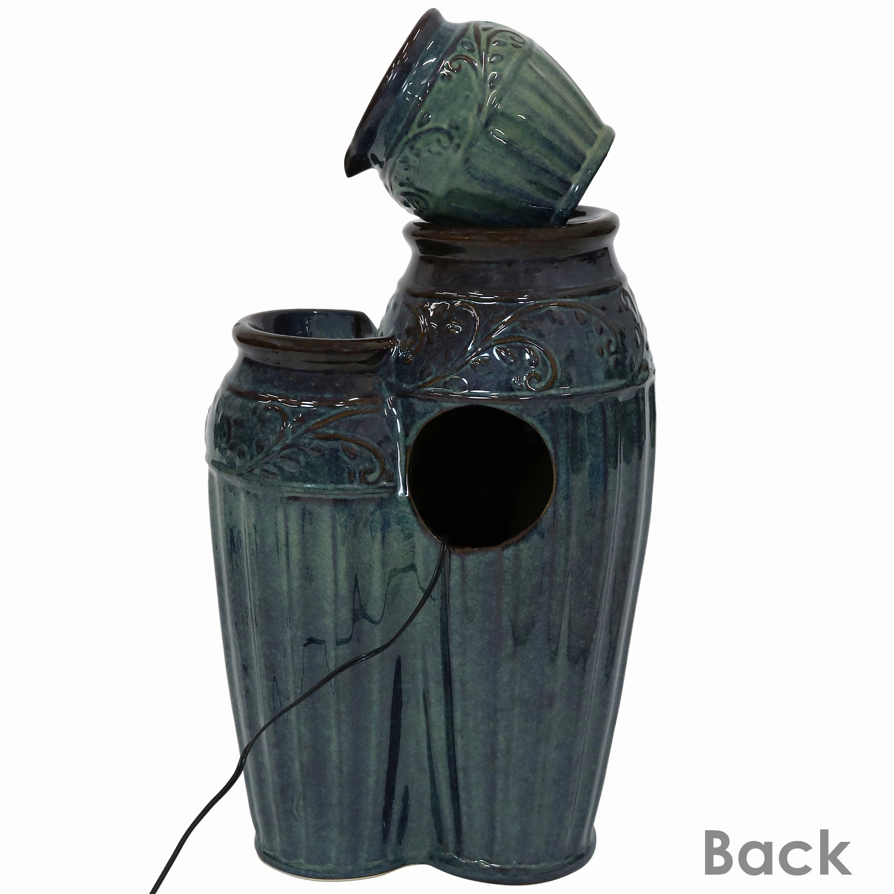 Sunnydaze Tour de Vase Ceramic Outdoor Water Fountain - 27"