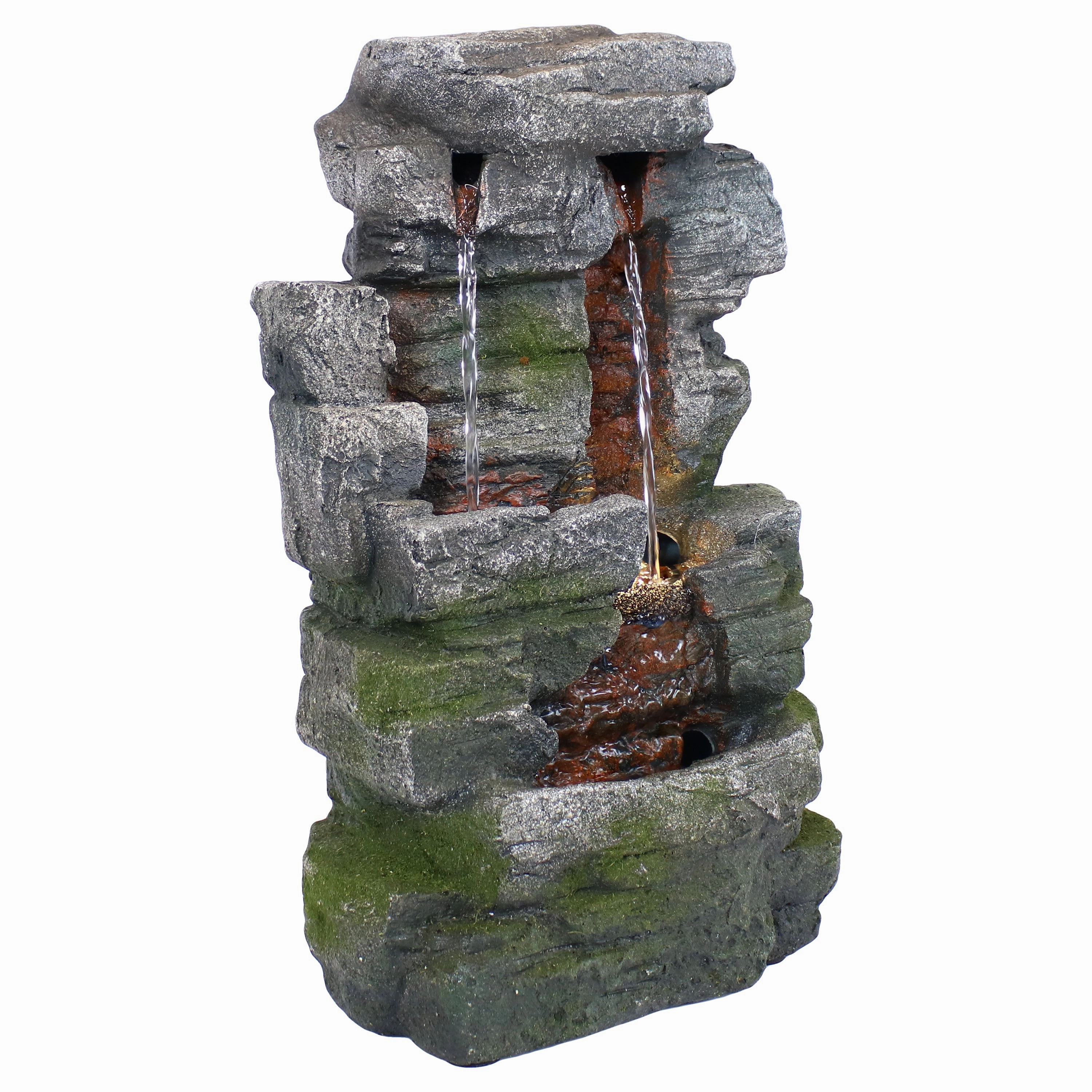 Sunnydaze Towering Cave Waterfall Indoor Tabletop Fountain with LED - 14"
