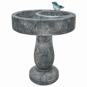 Sunnydaze Traditional Resin Bird Bath with Feeder Compartment - 27"outdoor garden decorative ornaments