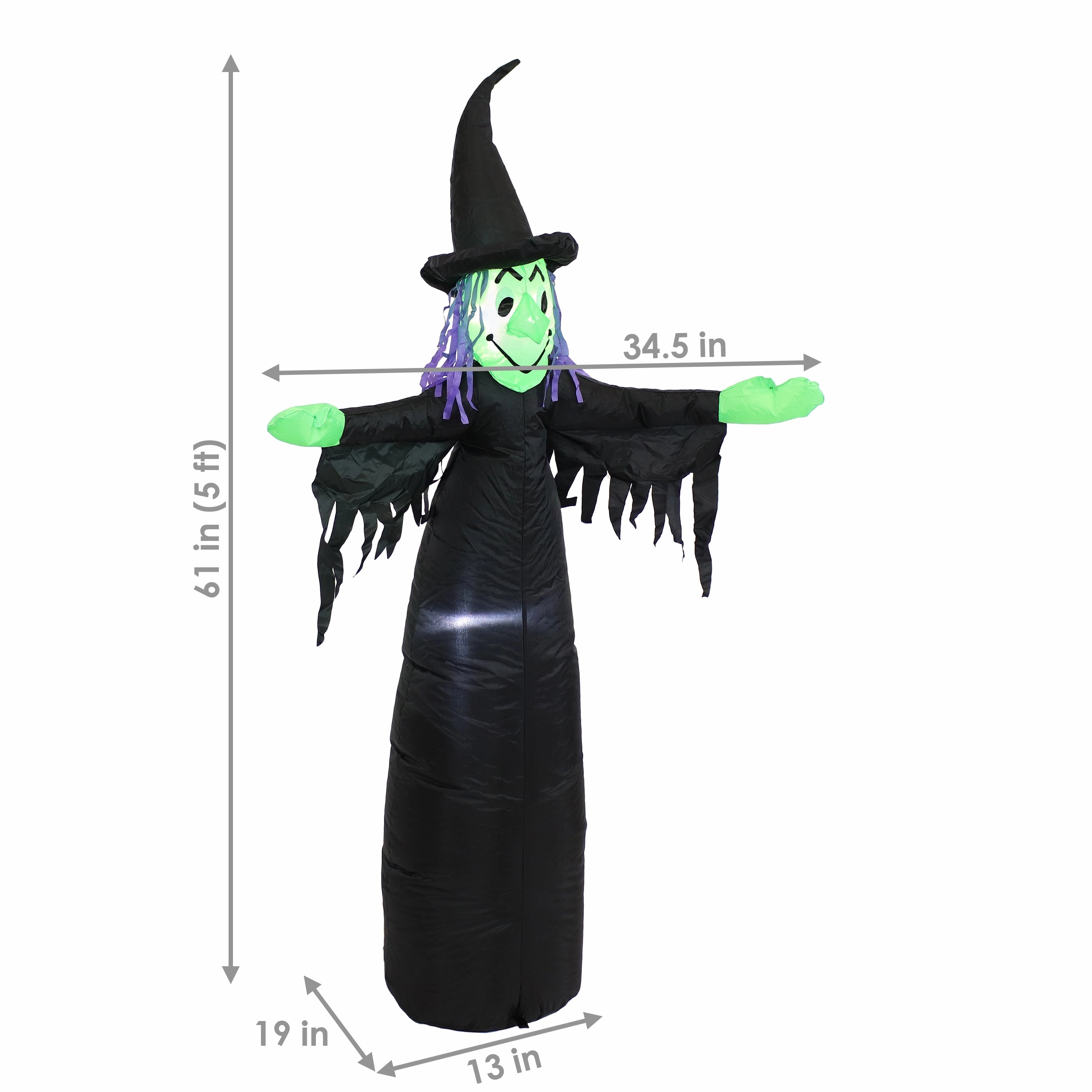 Sunnydaze Wendolyn the Wicked Witch Halloween Inflatable - 5' H