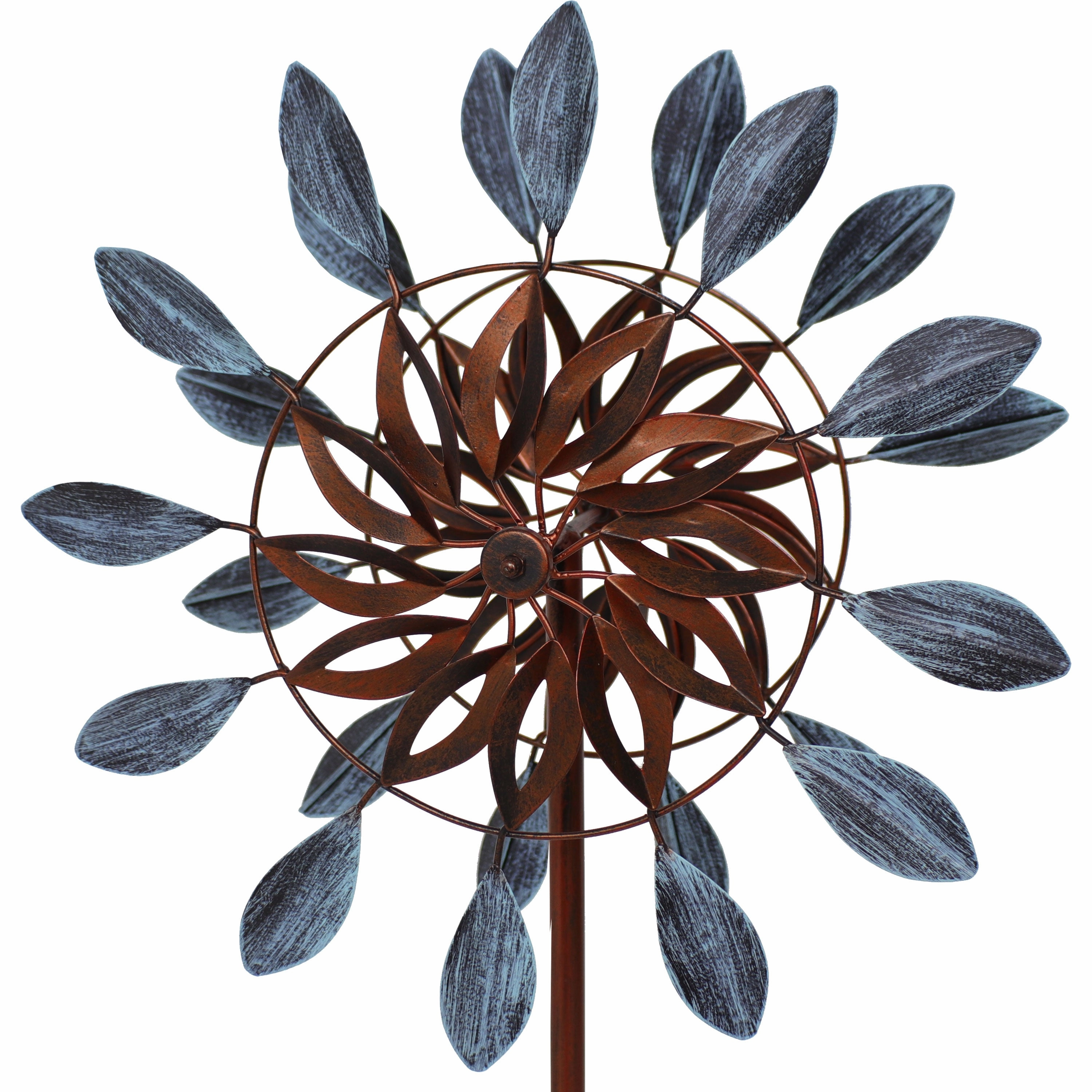Sunnydaze Whirling Petals Metal Garden Wind Spinner - 48" H