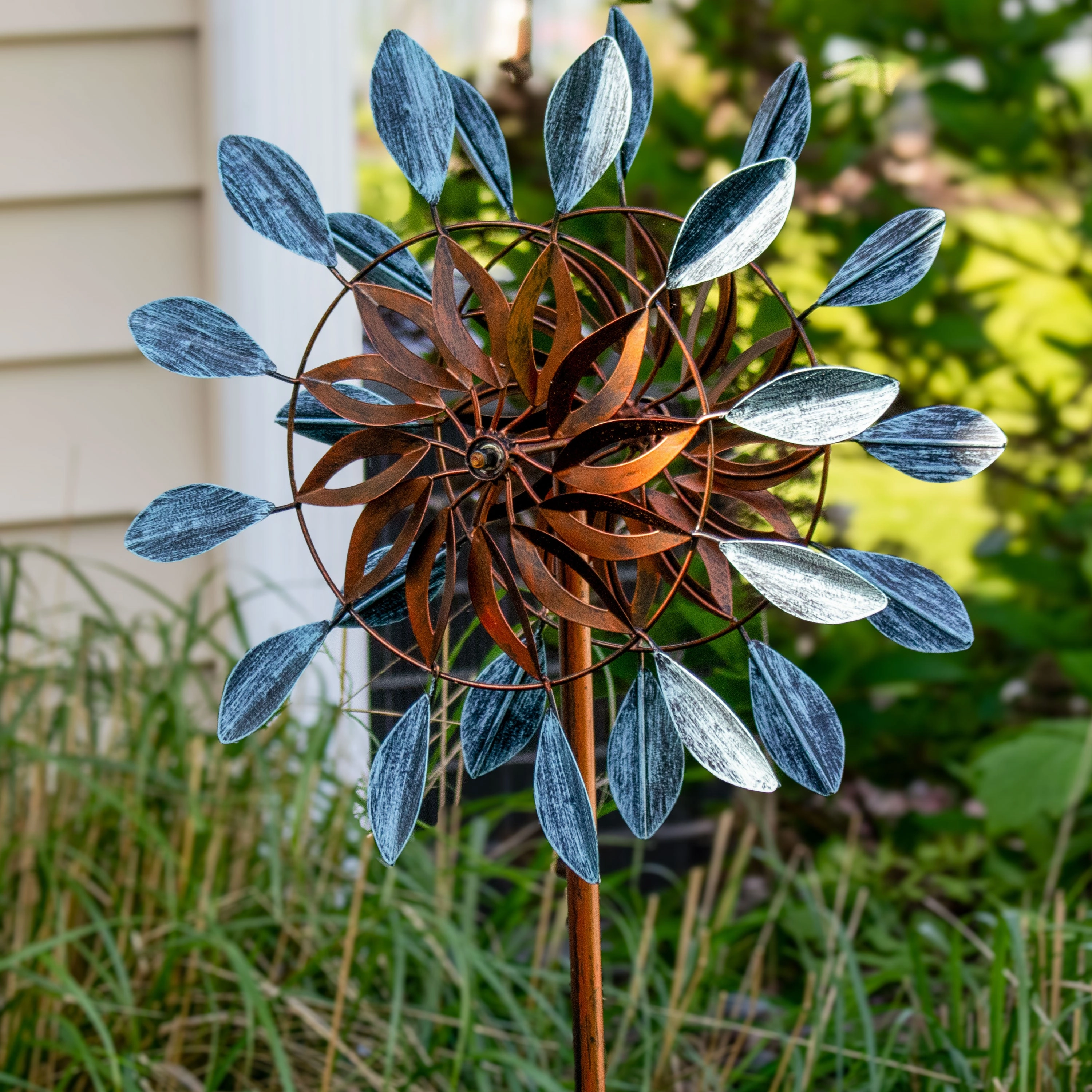 Sunnydaze Whirling Petals Metal Garden Wind Spinner - 48" H