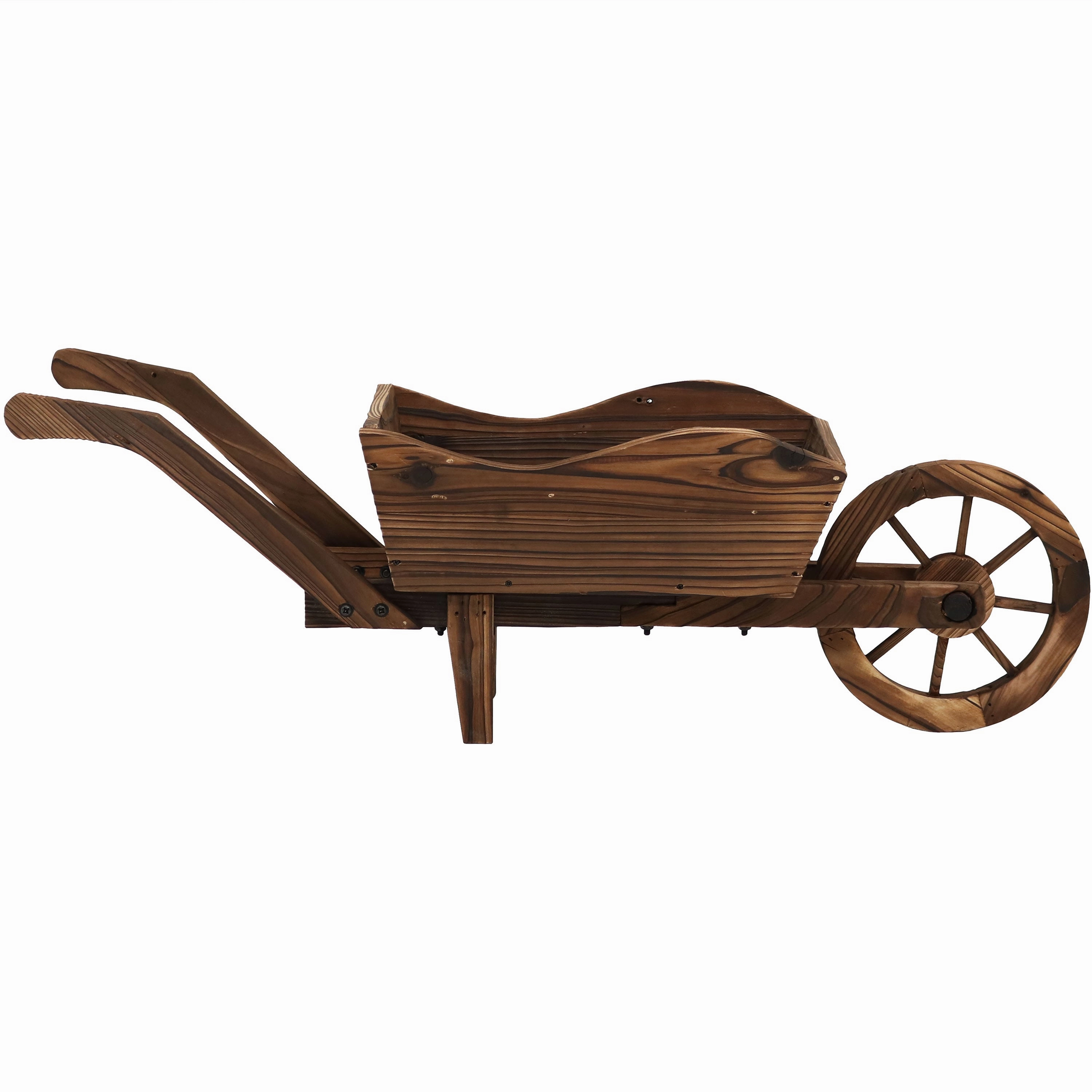 Sunnydaze Wooden Decorative Wheelbarrow Planter - 35" W x 10.25" D x 12" H