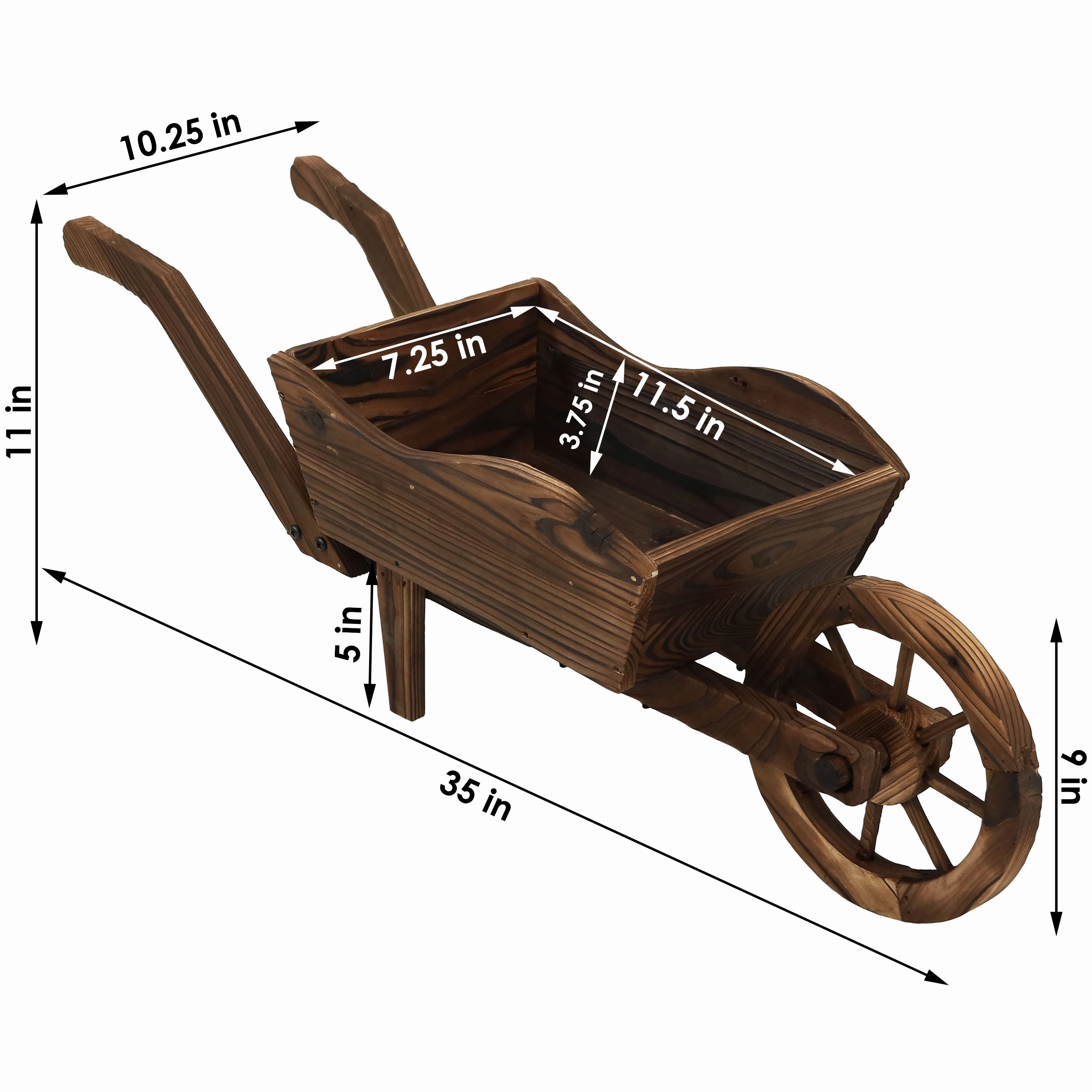 Sunnydaze Wooden Decorative Wheelbarrow Planter - 35" W x 10.25" D x 12" H