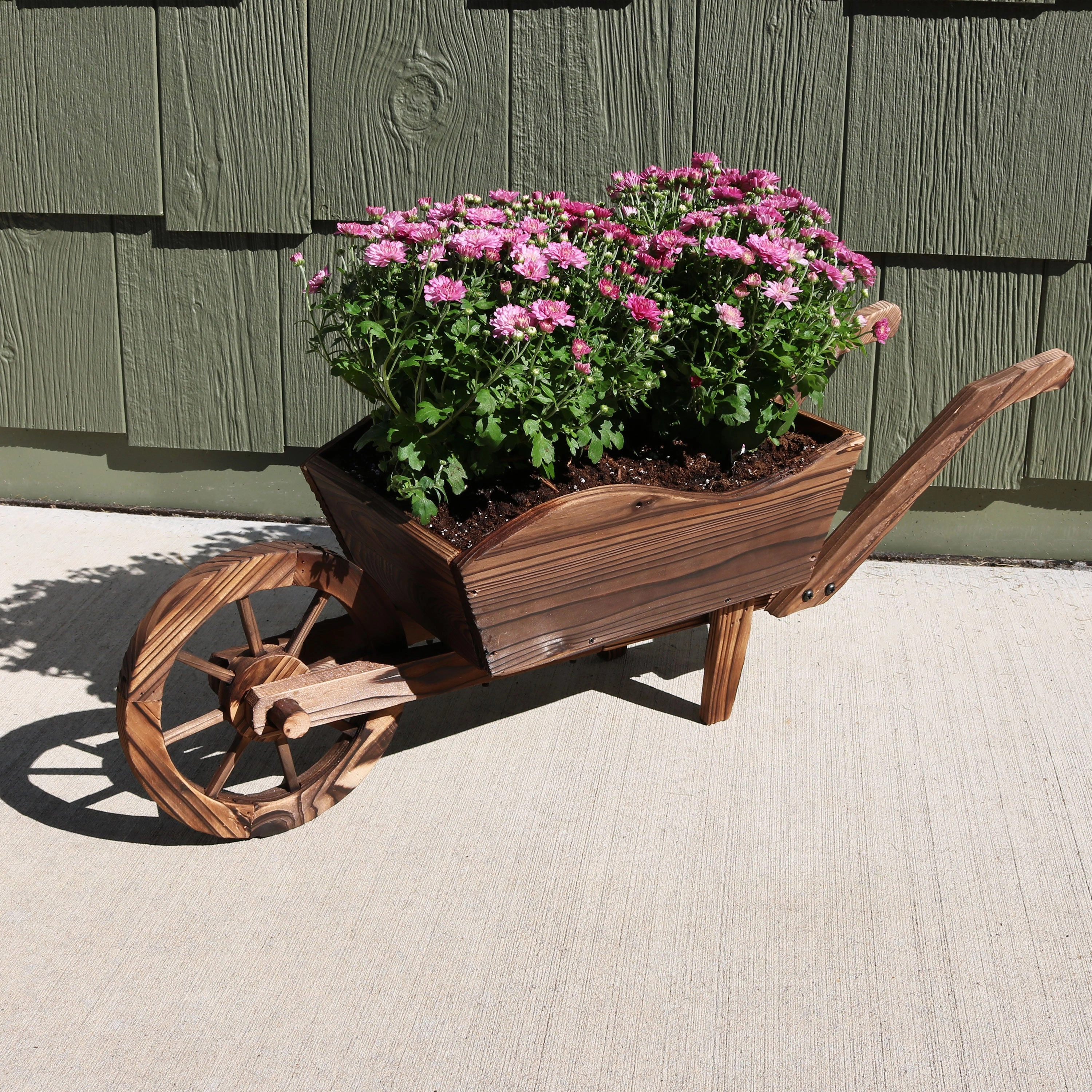 Sunnydaze Wooden Decorative Wheelbarrow Planter - 35" W x 10.25" D x 12" H