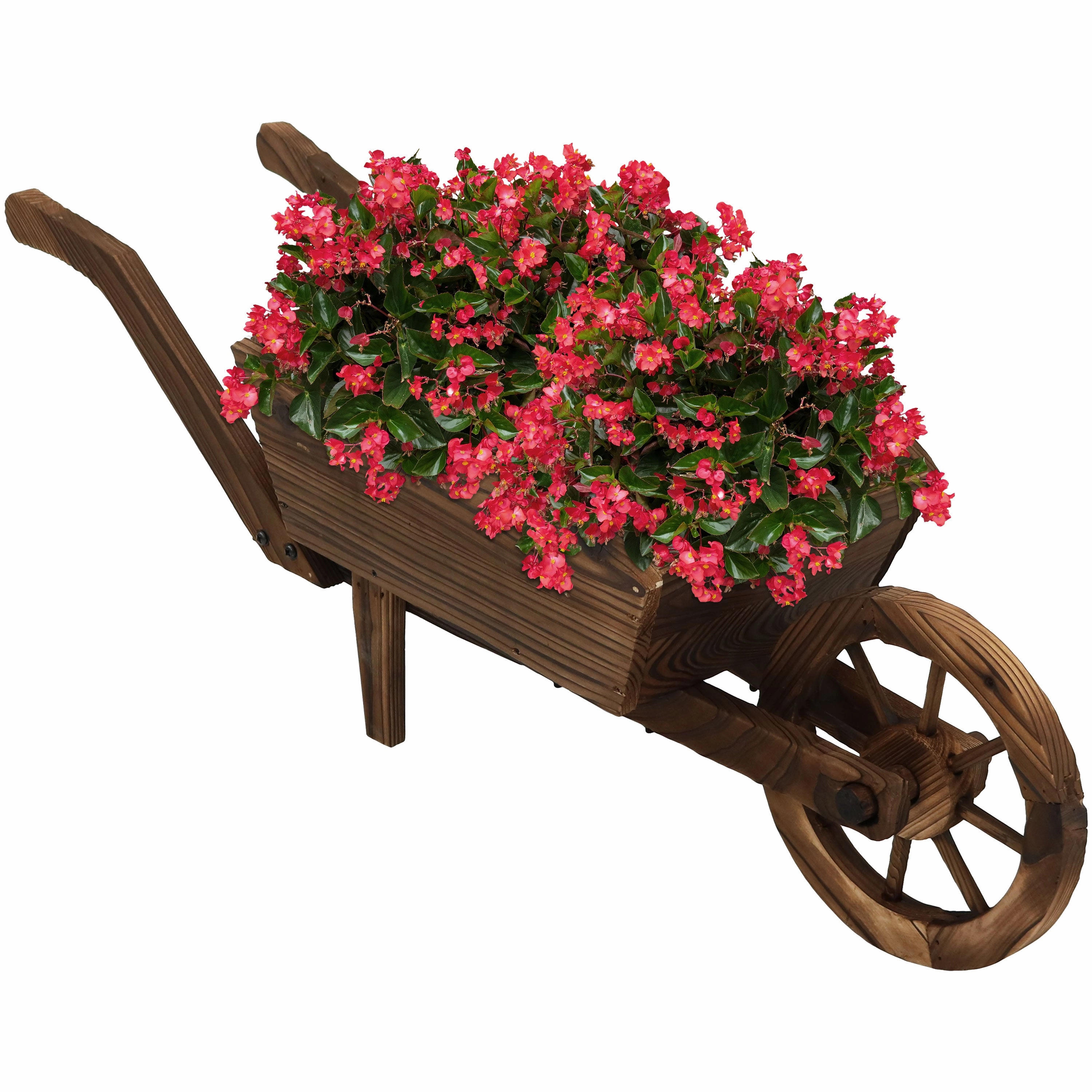 Sunnydaze Wooden Decorative Wheelbarrow Planter - 35" W x 10.25" D x 12" H decorative outdoor planter box designs