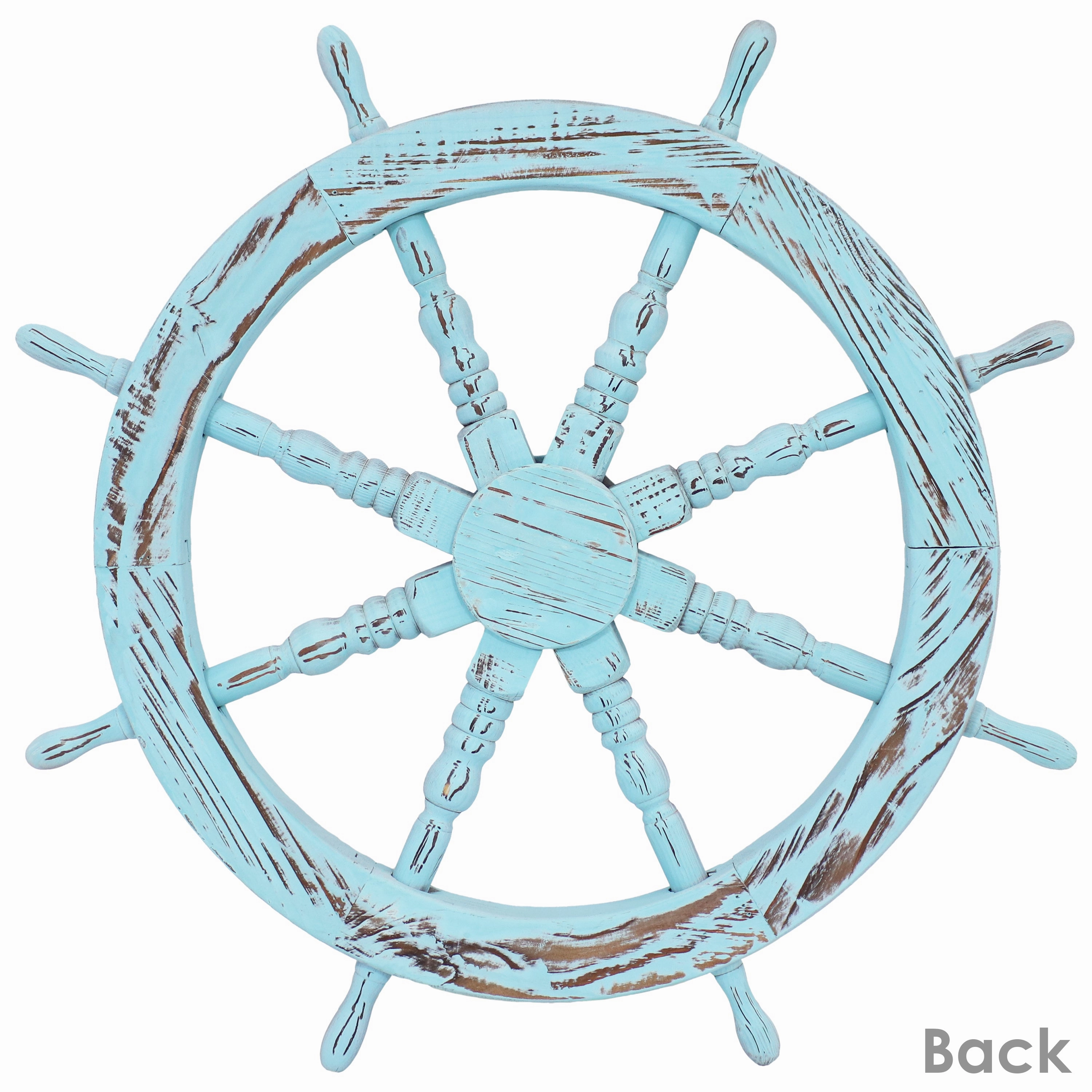 Sunnydaze Wooden Ship Wheel Wall Decor - Indoor or Outdoor - Blue - 30"