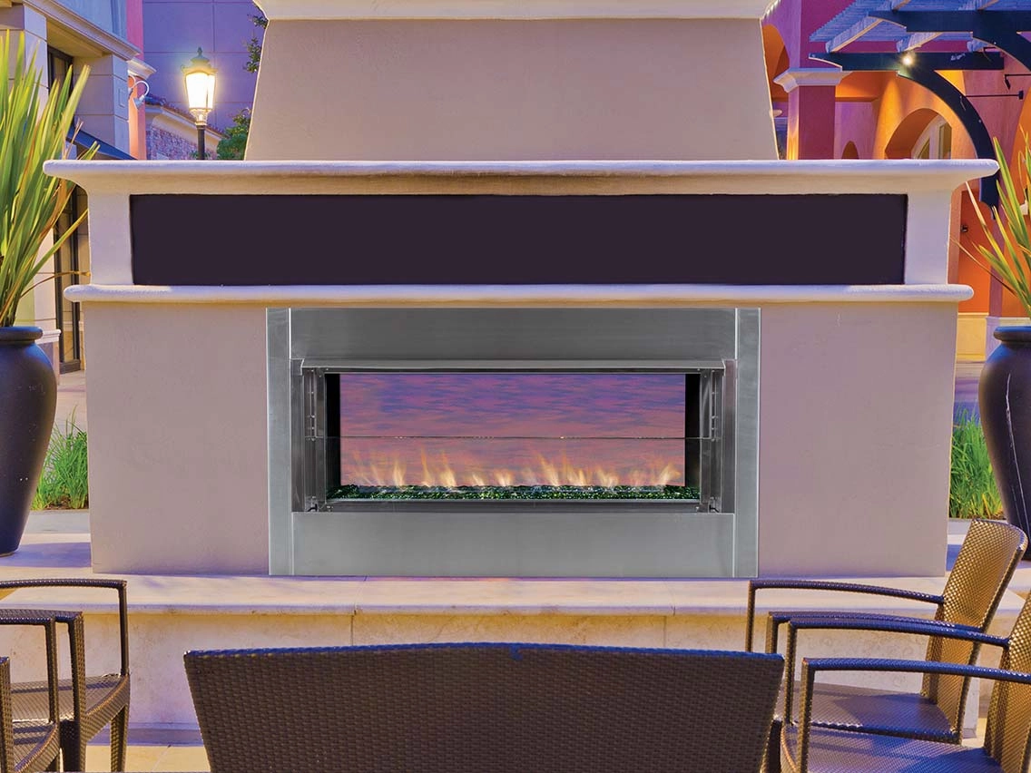 Superior 43" Vent-Free Contemporary Linear Outdoor Fireplace VRE4543stone-look outdoor patio fireplace