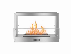The Bio Flame 38-inch Double Sided Built-In Ethanol Fireboxstone-look outdoor patio fireplace