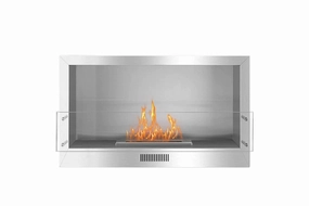 The Bio Flame 38-inch Single Sided Built-In Ethanol Fireboxstone-look outdoor patio fireplace