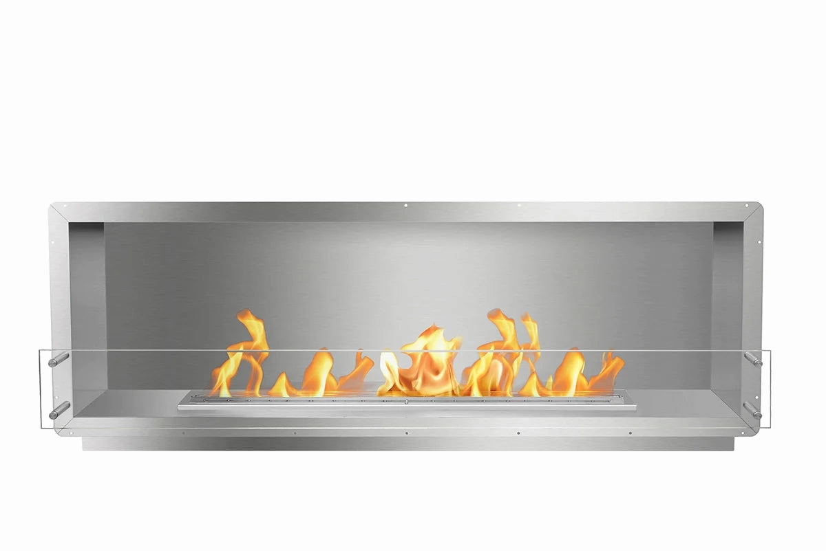 The Bio Flame 72-inch Single Sided Built-In Ethanol Fireboxstone-look outdoor patio fireplace