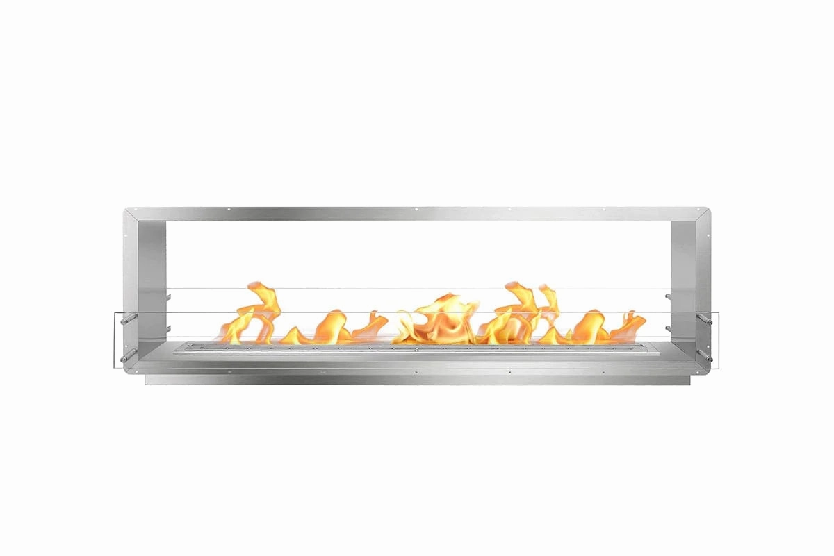 The Bio Flame 84-inch Double Sided Built-In Ethanol Fireboxstone-look outdoor patio fireplace