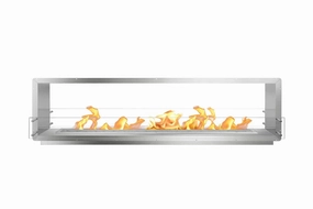 The Bio Flame 96-inch Double Sided Built-In Ethanol Fireboxstone-look outdoor patio fireplace