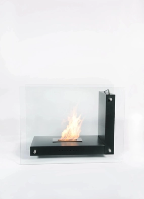 The Bio Flame Allure 47-inch See-Through Freestanding Ethanol Fireplacestone-look outdoor patio fireplace