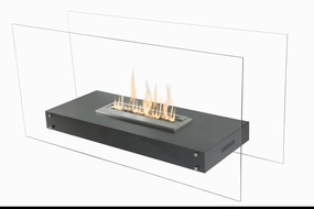 The Bio Flame Evoque 35-inch See-Through Freestanding Ethanol Fireplacestone-look outdoor patio fireplace
