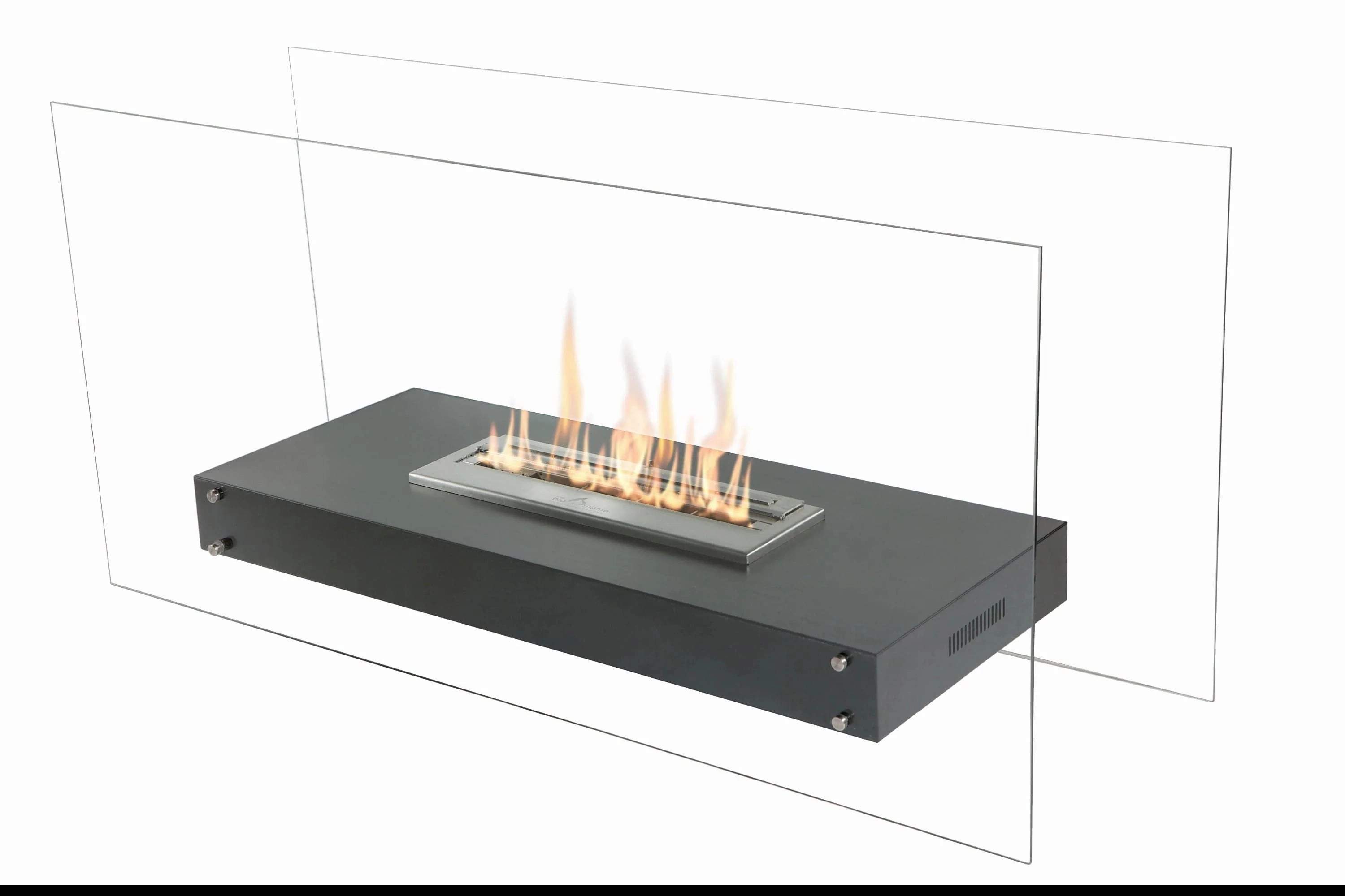 The Bio Flame Evoque 35-inch See-Through Freestanding Ethanol Fireplacestone-look outdoor patio fireplace