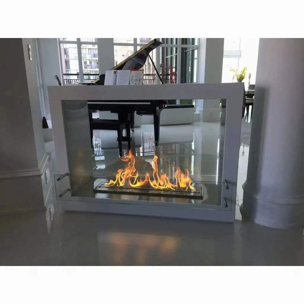 The Bio Flame Sek XL 53-inch See-Through Freestanding Ethanol Fireplace