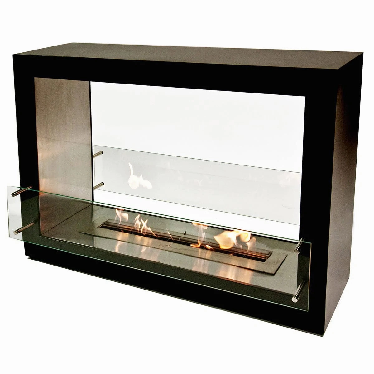 The Bio Flame Sek XL 53-inch See-Through Freestanding Ethanol Fireplacestone-look outdoor patio fireplace