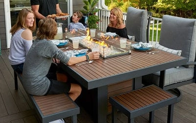 The Outdoor GreatRoom Company 42 Inch Brown Kenwood Linear Dining-Height Gas Fire Pit Table KW-1242-K