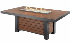 The Outdoor GreatRoom Company 42 Inch Brown Kenwood Linear Dining-Height Gas Fire Pit Table KW-1242-Koutdoor fire table set with chairs