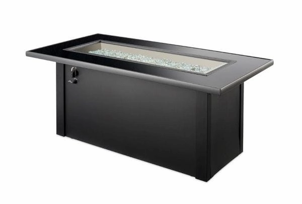 The Outdoor Greatroom Company 42 Inch Monte Carlo Linear Gas Fire Pit Table MCR-1242-BLK-Koutdoor fire table set with chairs