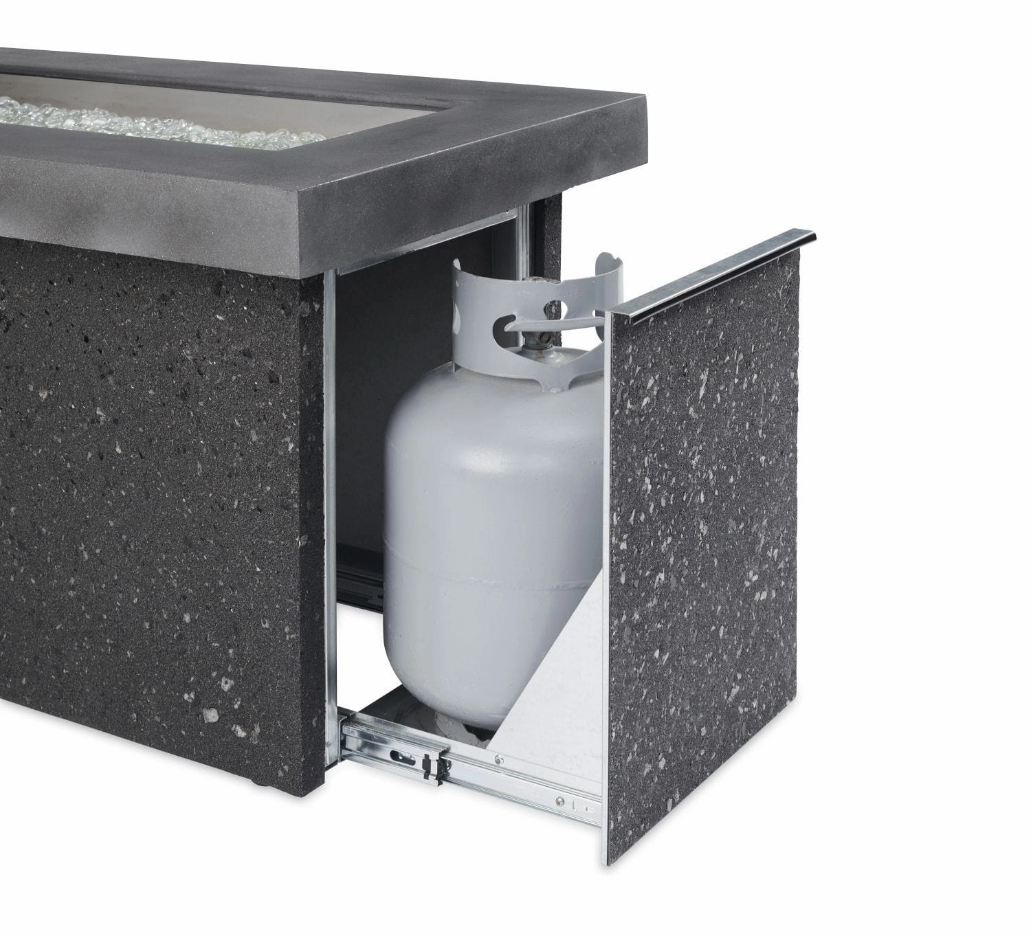 The Outdoor GreatRoom Company 54 Inch Grey Key Largo Linear Gas Fire Pit Table KL1242MDSILP