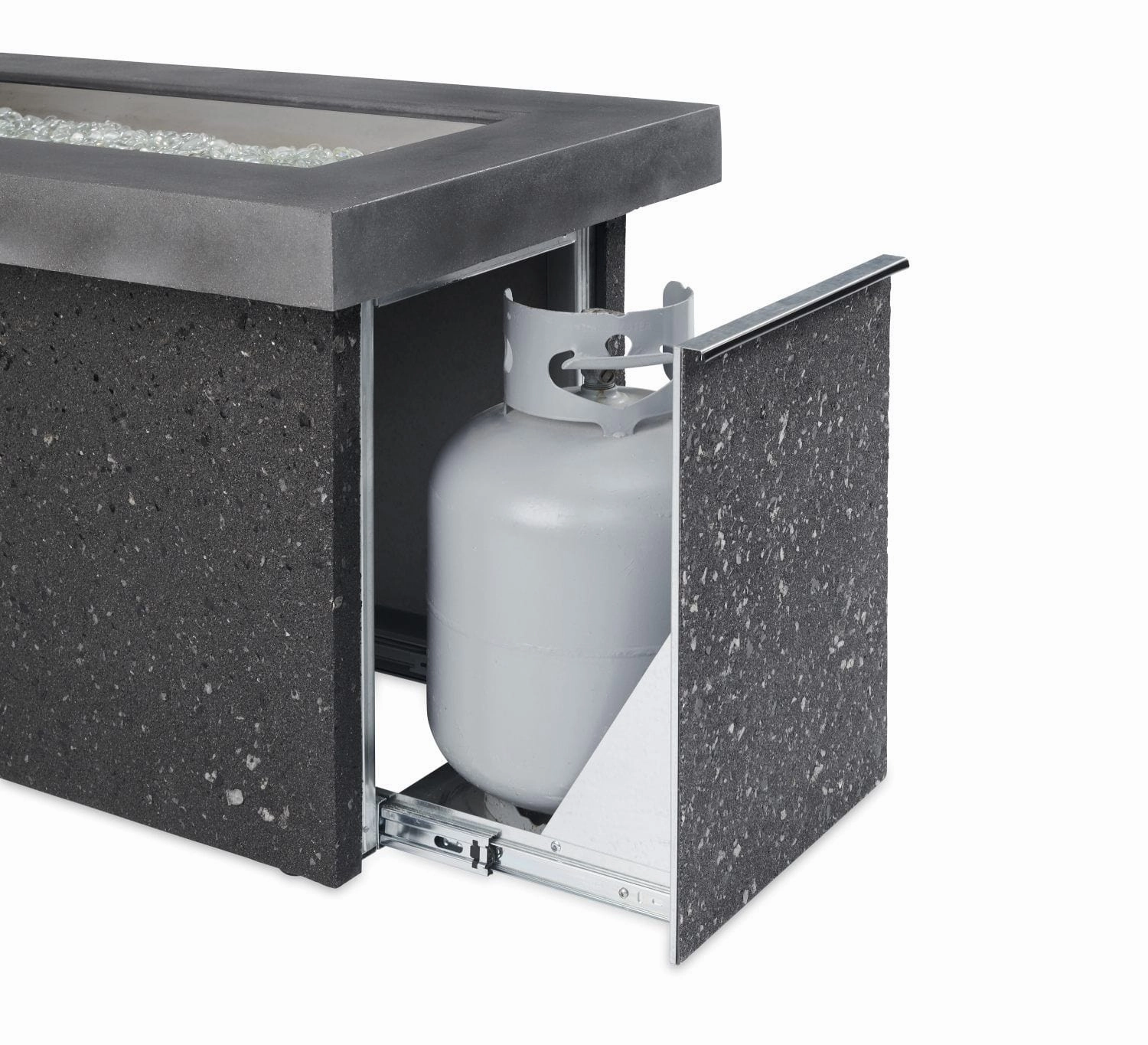 The Outdoor GreatRoom Company 54 Inch Grey Key Largo Linear Gas Fire Pit Table KL1242MDSING