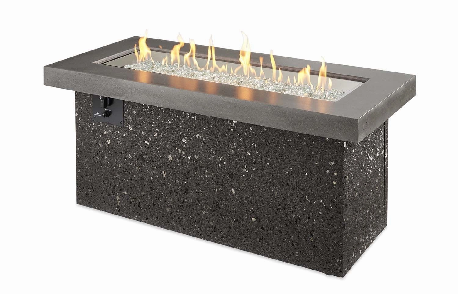 The Outdoor GreatRoom Company 54 Inch Grey Key Largo Linear Gas Fire Pit Table KL1242MDSINGoutdoor fire table set with chairs