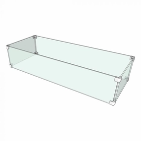 The Outdoor Plus 106x16x8 inch Rectangular Tempered Glass Wind Guard OPT-WG-10616Fireproof mat for under fire pit