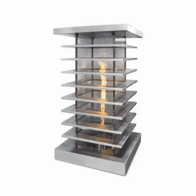 The Outdoor Plus 28" Stainless Steel Match Lit High Rise Fire Tower OPT-FTWR528portable outdoor fire pit with lid