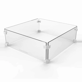 The Outdoor Plus 40x40 inch Square Tempered Glass Wind Guard OPT-WG-4040Fireproof mat for under fire pit