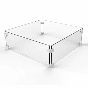 The Outdoor Plus 52x52 inch Square Tempered Glass Wind Guard OPT-WG-5252Fireproof mat for under fire pit