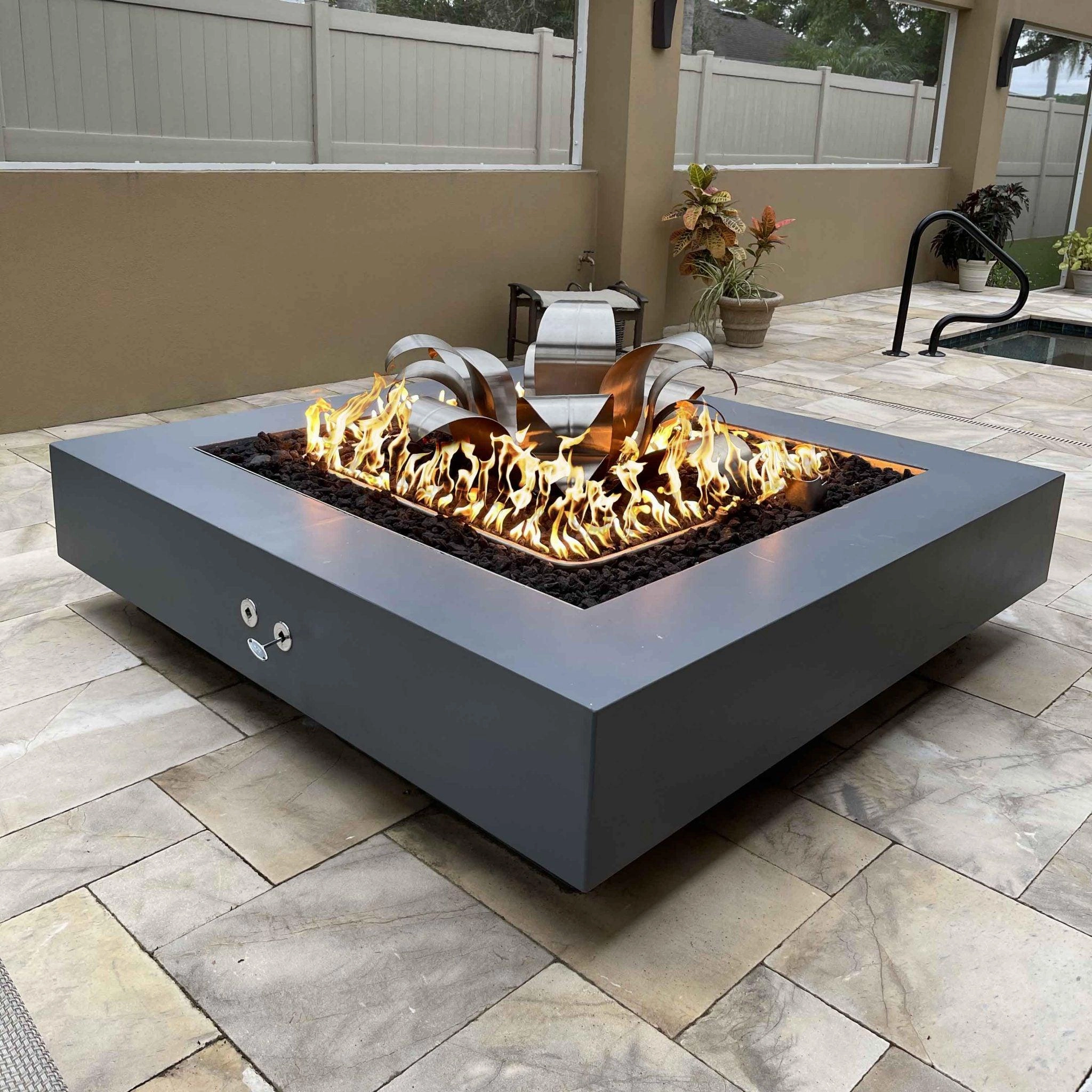 The Outdoor Plus - Cabo Concrete Square Fire Pit Table OPT-CBSQ