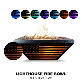The Outdoor Plus - Light House (USA) LED Fire Bowl Aluminum Powder Coat Fire Bowl OPT-LHFOUSAFPCportable outdoor fire pit with lid