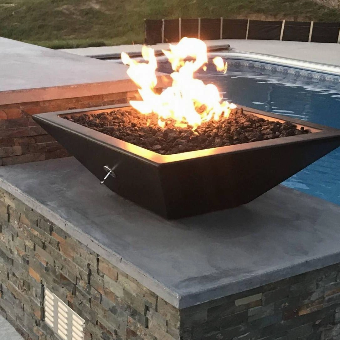 The Outdoor Plus - Maya Powder Coat Finish Square Fire Pit Bowl