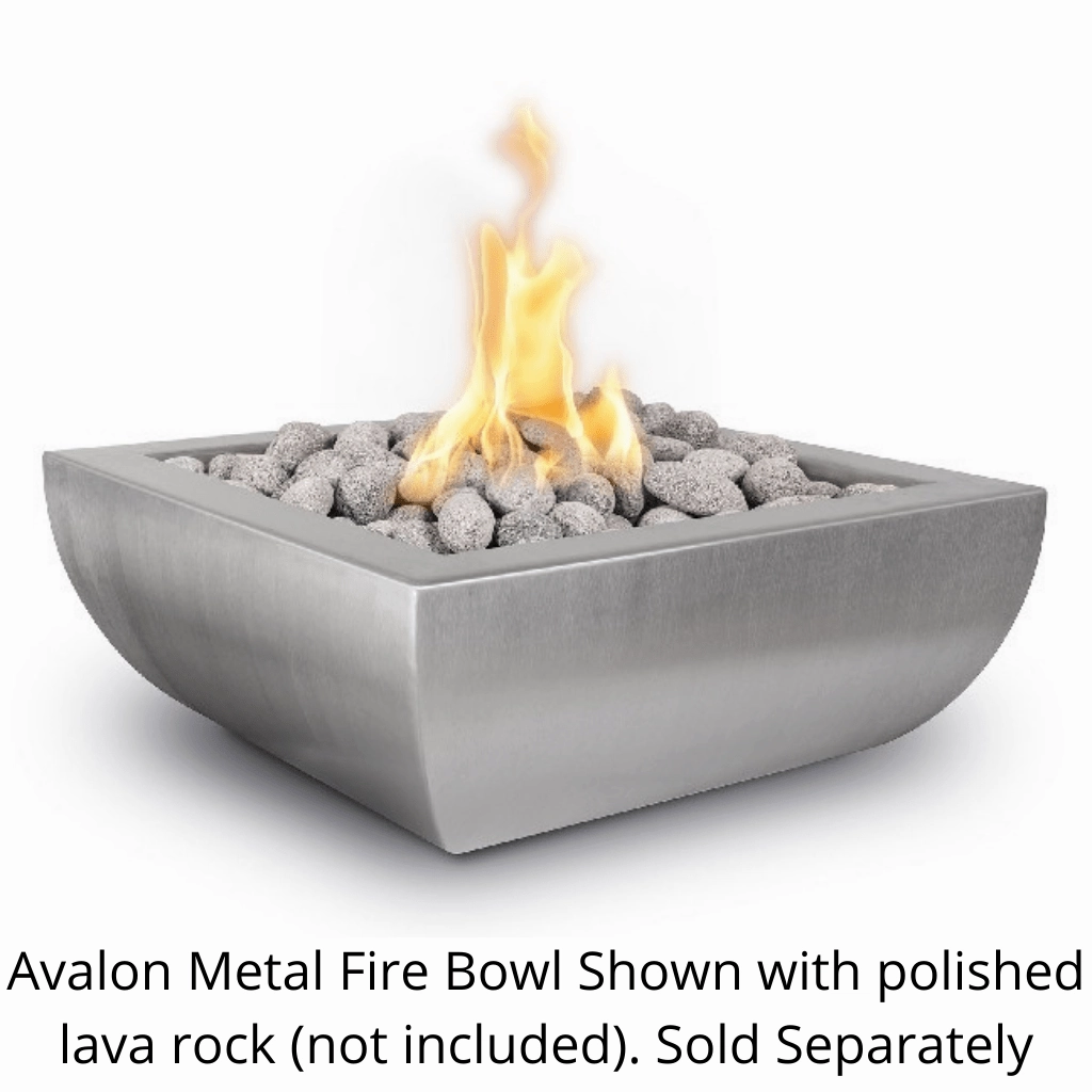 The Outdoor Plus Avalon 24" Stainless Steel Square Match Lit Fire Bowl OPT-24AVSSFportable outdoor fire pit with lid