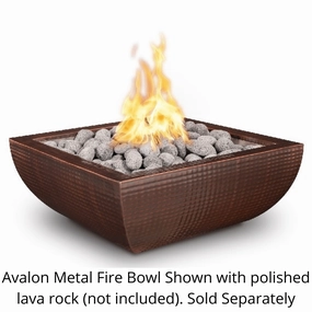 The Outdoor Plus Avalon 30" Hammered Copper Square 12V Electronic Fire Bowl OPT-30AVCPFE12Vportable outdoor fire pit with lid