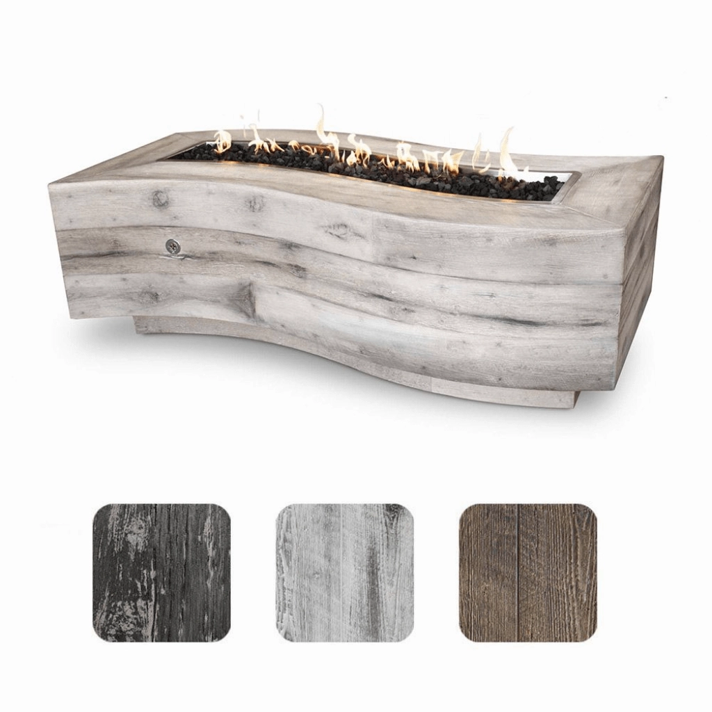 The Outdoor Plus Big Sur GFRC 72" Match Lit Wood Grain Concrete Rectangle Gas Fire Pit OPT-BGSR72portable outdoor fire pit with lid