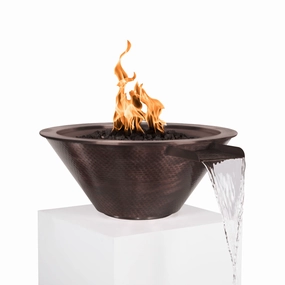 The Outdoor Plus Cazo 24" Electronic Ignition Hammered Copper Round Fire & Water Bowl OPT-101-24NWCBE12Vportable outdoor fire pit with lid