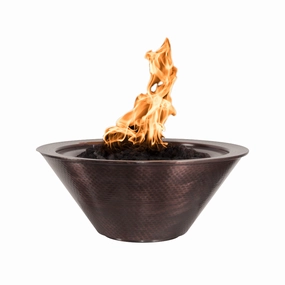 The Outdoor Plus Cazo 24" Electronic Ignition Hammered Copper Round Fire Bowl OPT-101-24NWFE12Vportable outdoor fire pit with lid